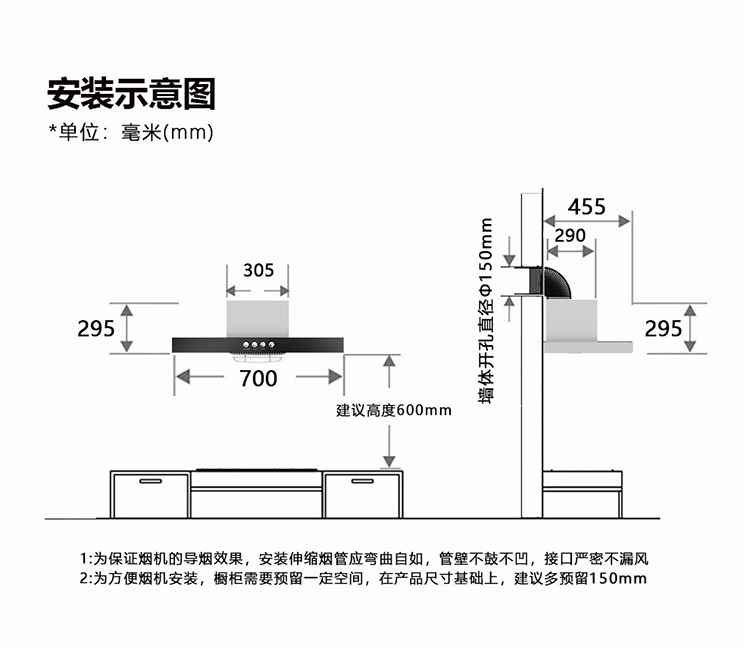 公寓小烟机安装示意图